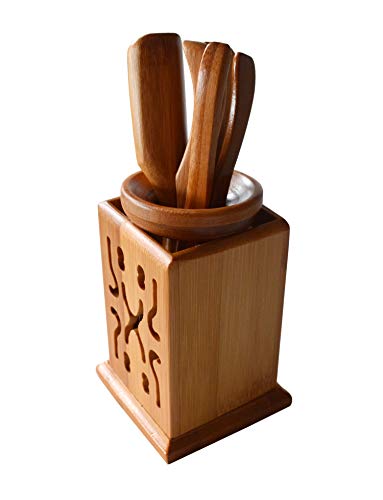 YXHUPOT Chadao Bamboo GongFu Tea Tools Tube (tongs + spoon)