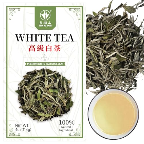 TIAN HU SHAN Premium White Tea Loose Leaf, Bai Mu Dan, 4 Ounce