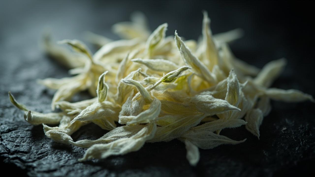 Silver Needle white tea buds covered in fine down.