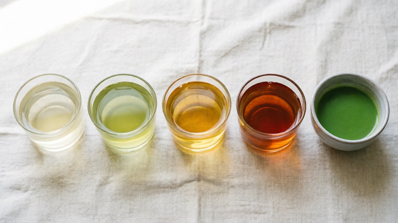 Caffeine ranges across tea types from white tea to matcha.
