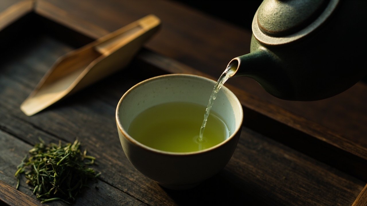 Cool-water gyokuro brewing at 60°C to maximize theanine